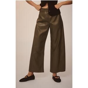 Anthropologie Pilcro The Izzie‎ Relaxed Pull-On Barrel Pants Small Faux Leather